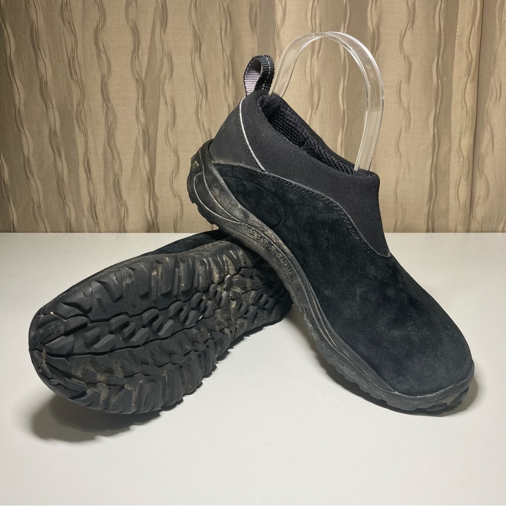 Merrell Orbit Moc Kid's 5 Black Suede Casual Slip On Hiking Trail Shoe 60073
